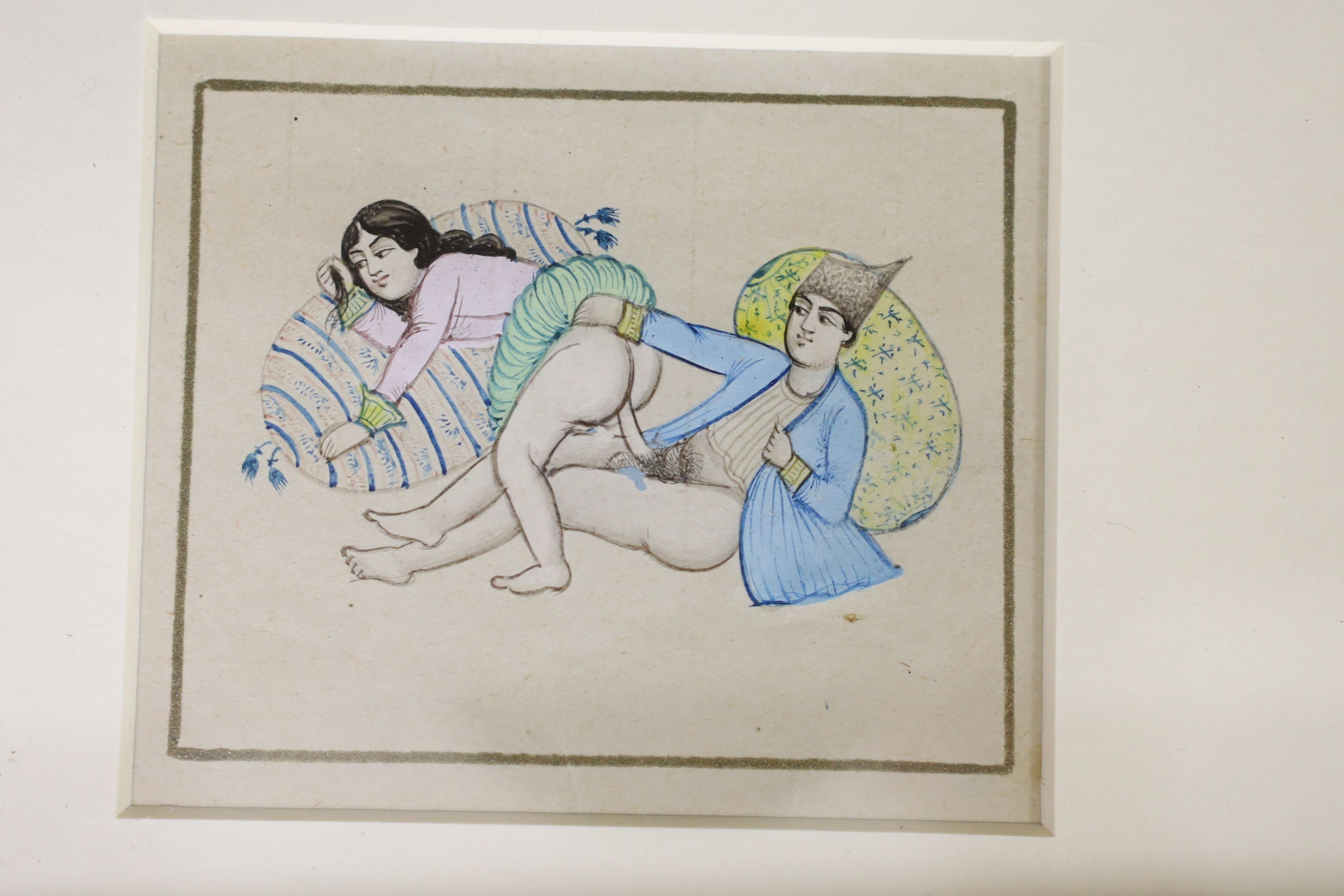 Indian School, set of ten ink and watercolour erotic studies, largest approx. 7 x 8cm